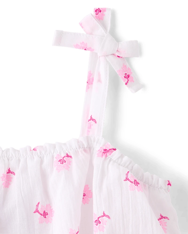 Girls Mommy And Me Floral Smocked Flounce Dress