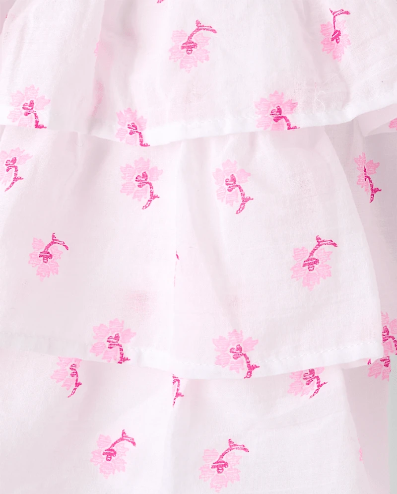 Girls Mommy And Me Floral Smocked Flounce Dress