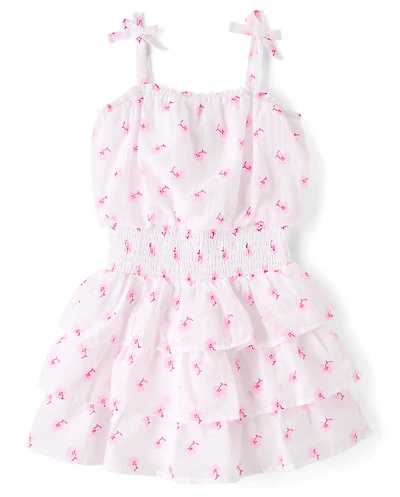 Girls Mommy And Me Floral Smocked Flounce Dress