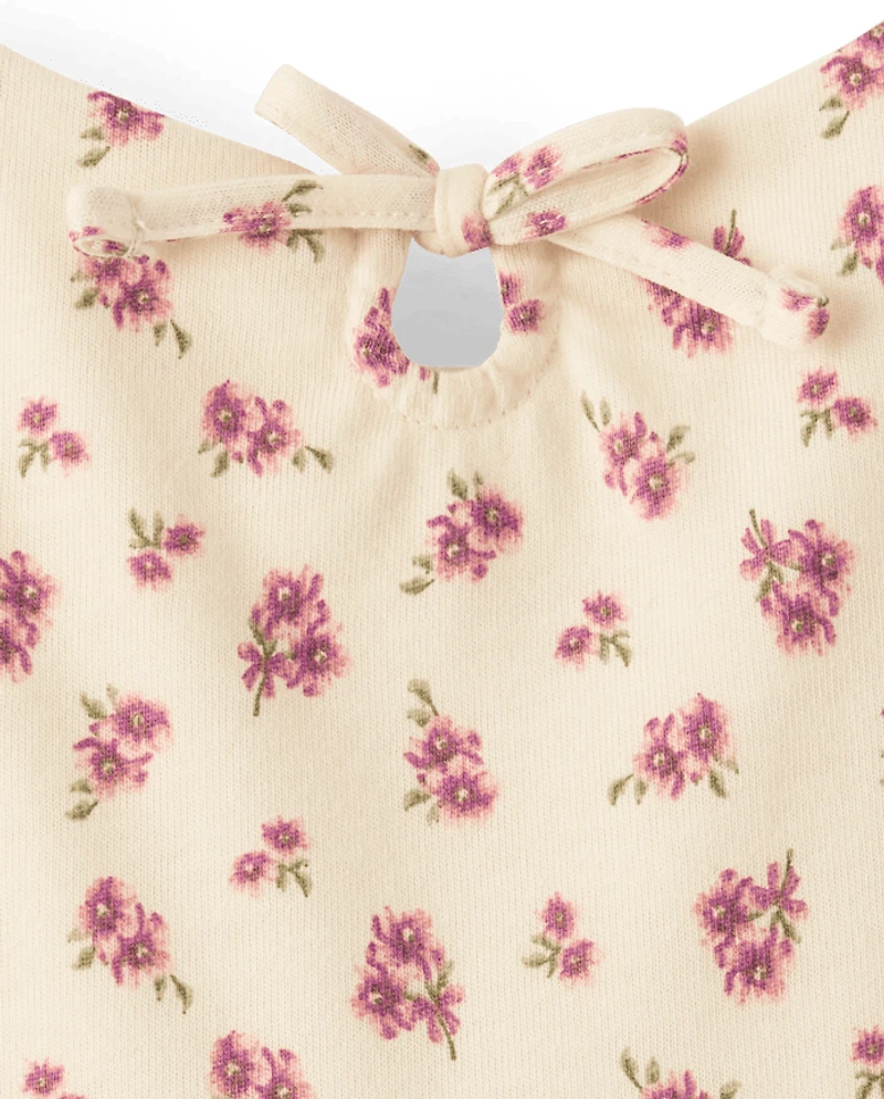 Robe fleurie à taille en V pour filles