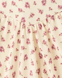 Girls Floral Keyhole V-Waist Dress