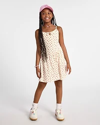 Girls Floral Keyhole V-Waist Dress