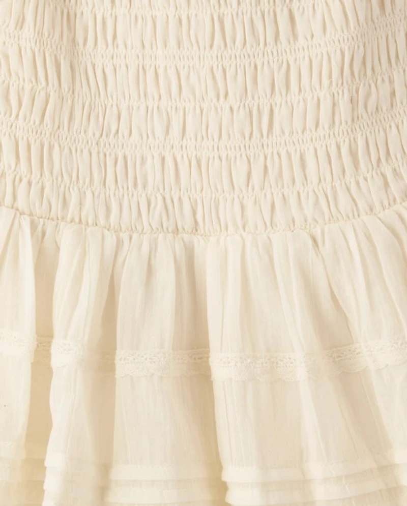 Girls Smocked Drop Waist Dress