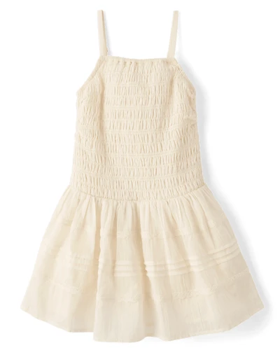 Girls Smocked Drop Waist Dress
