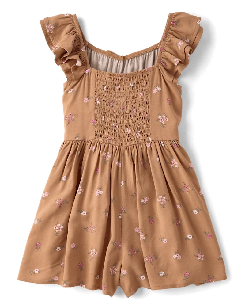 Girls Floral Flutter Romper