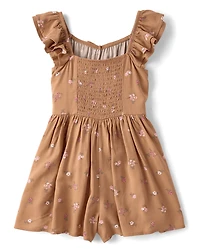 Girls Floral Flutter Romper