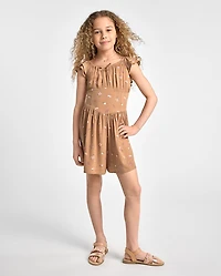Girls Floral Flutter Romper