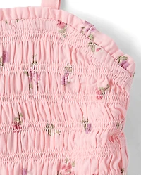 Ensemble 2 pièces à volants floraux pour filles