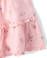 Girls Floral Ruffle 2-Piece Outfit Set