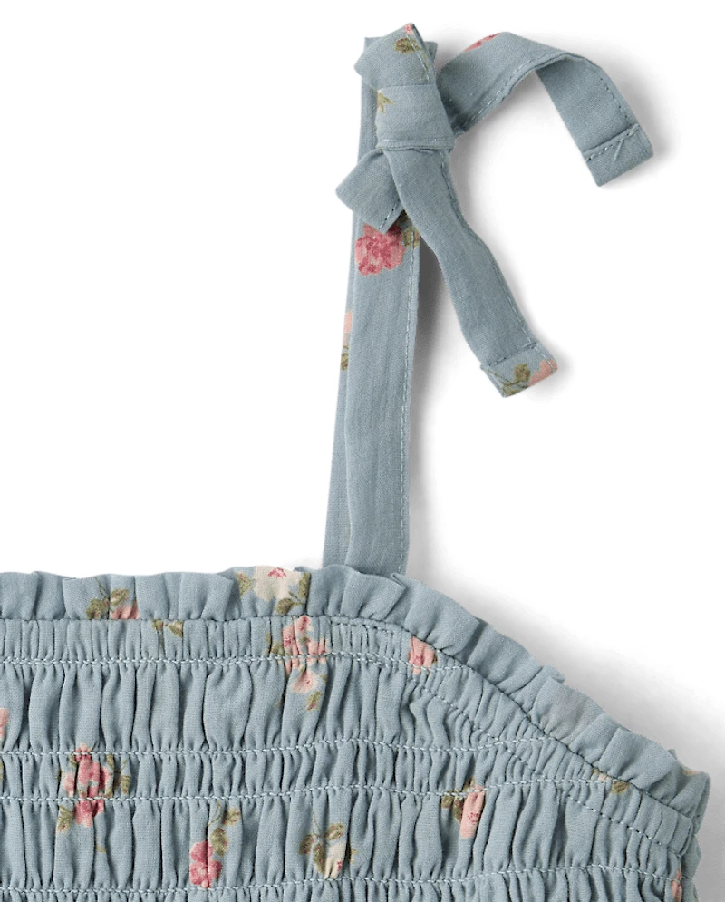 Girls Floral Textured 2-Piece Outfit Set