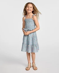 Girls Floral Textured 2-Piece Outfit Set
