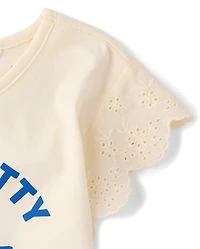 Girls Hello Kitty® And Friends Rhinestone Eyelet Flutter Top