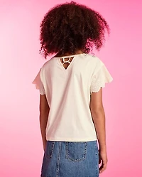 Girls Hello Kitty® And Friends Rhinestone Eyelet Flutter Top