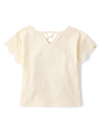 Girls Hello Kitty® And Friends Rhinestone Eyelet Flutter Top