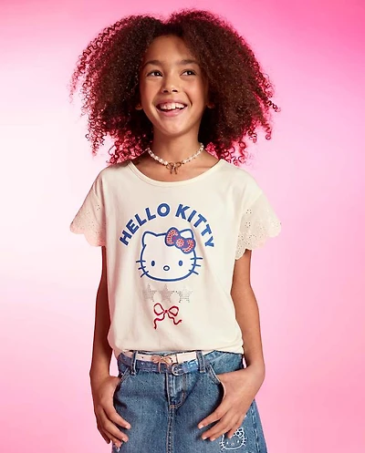 Girls Hello Kitty® And Friends Rhinestone Eyelet Flutter Top