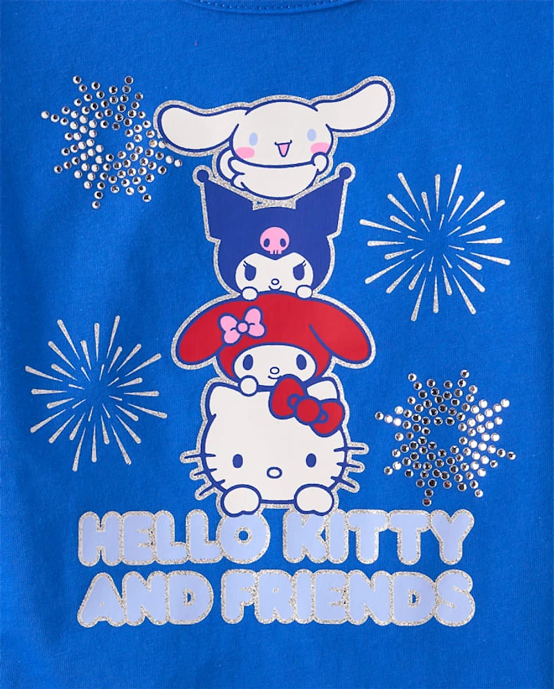 Girls Hello Kitty® And Friends Rhinestone Eyelet Flutter Top