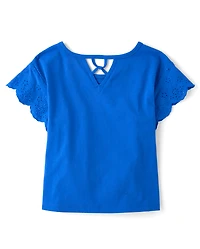 Girls Hello Kitty® And Friends Rhinestone Eyelet Flutter Top