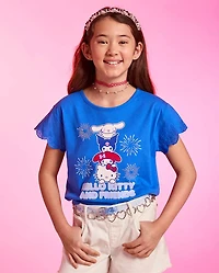 Girls Hello Kitty® And Friends Rhinestone Eyelet Flutter Top
