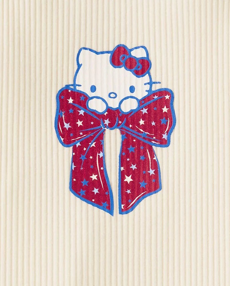 Girls Hello Kitty® Bow Ribbed V-Waist Dress