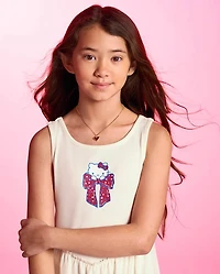 Girls Hello Kitty® Bow Ribbed V-Waist Dress