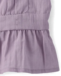 Girls Tie Shoulder Textured Tank Top