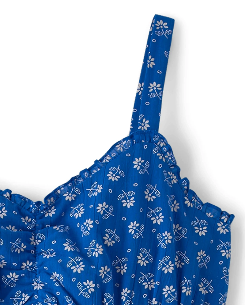 Womens Mommy And Me Embroidered Floral V-Waist Dress