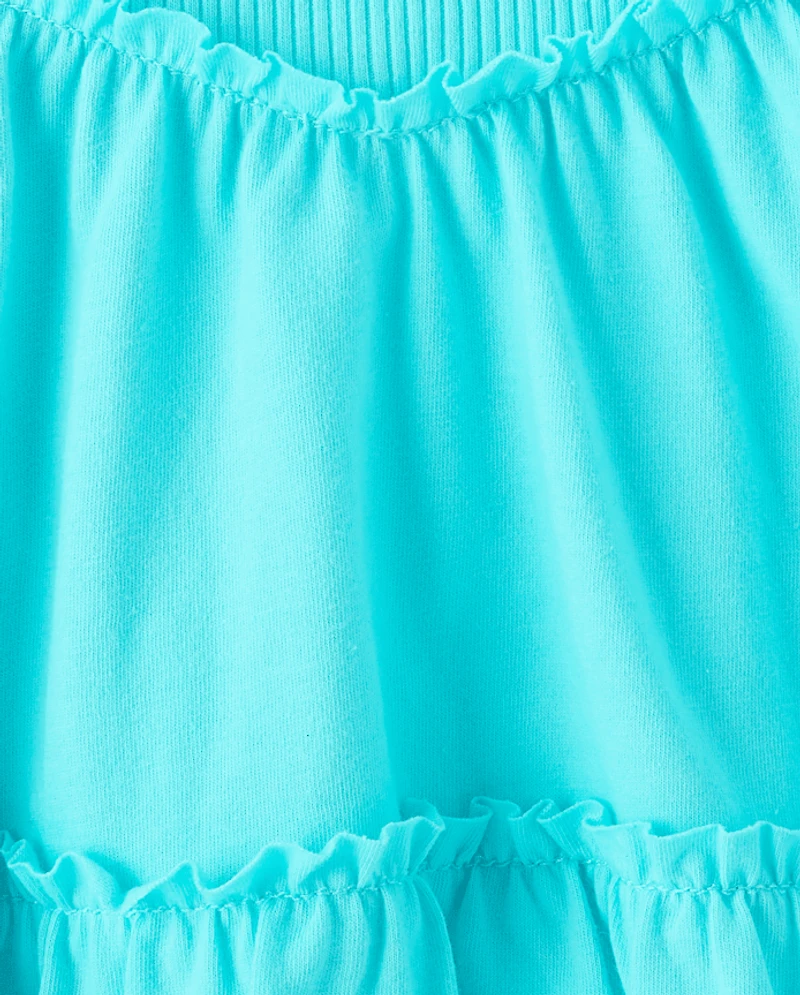 Girls Ribbed Tiered V-Waist Dress