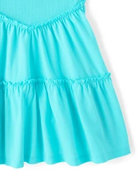Girls Ribbed Tiered V-Waist Dress
