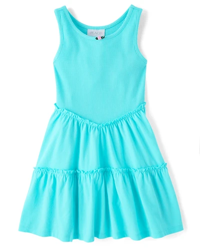 Girls Ribbed Tiered V-Waist Dress