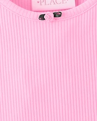 Girls Ribbed Tiered V-Waist Dress