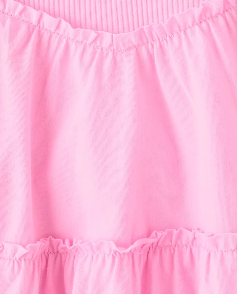 Girls Ribbed Tiered V-Waist Dress