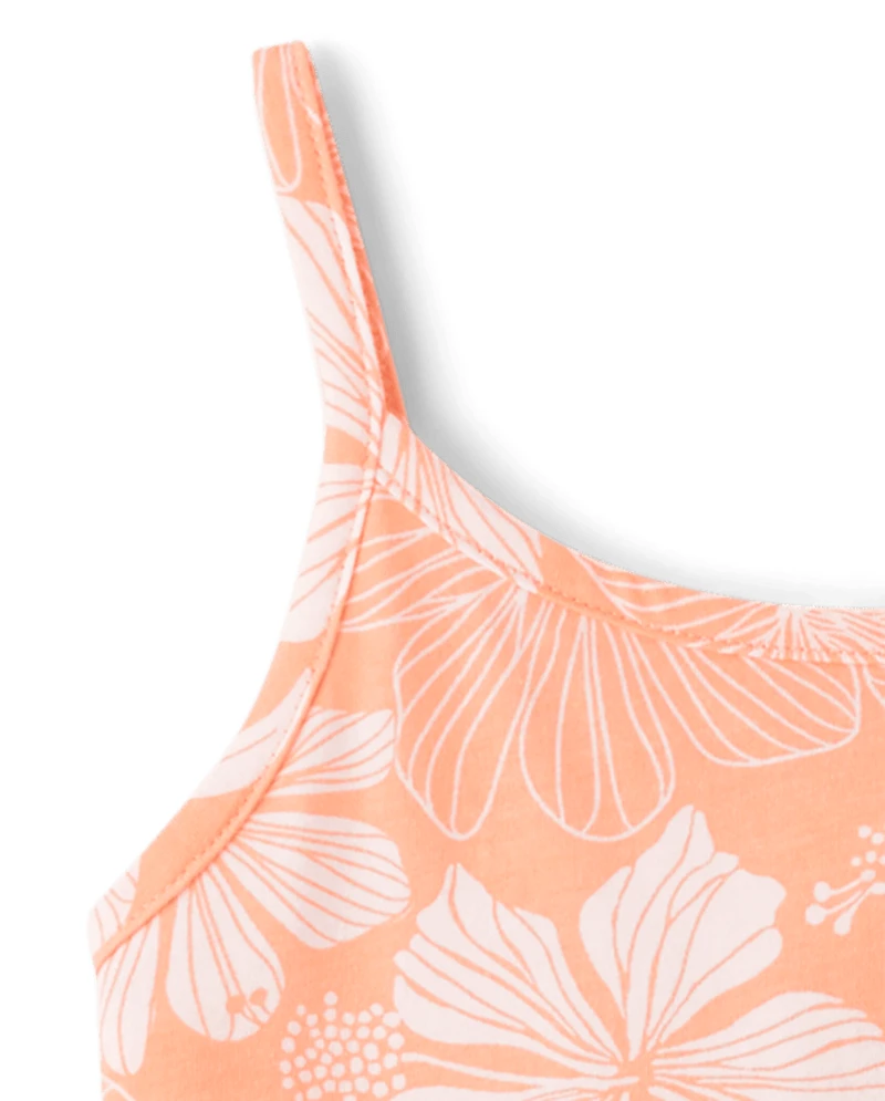 Girls Print V-Waist Romper