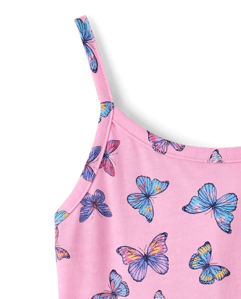 Girls Print V-Waist Romper