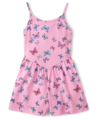 Girls Print V-Waist Romper