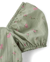 Haut à motif floral texturé pour filles avec nœud dans le dos