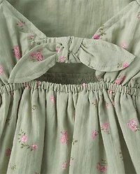 Girls Floral Textured Bow Back Top