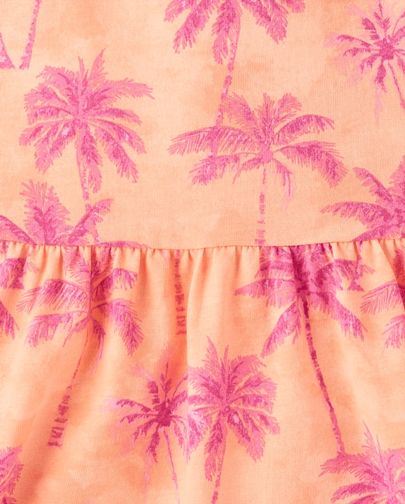 Girls Print Cross Back Dress