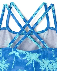 Girls Print Cross Back Dress