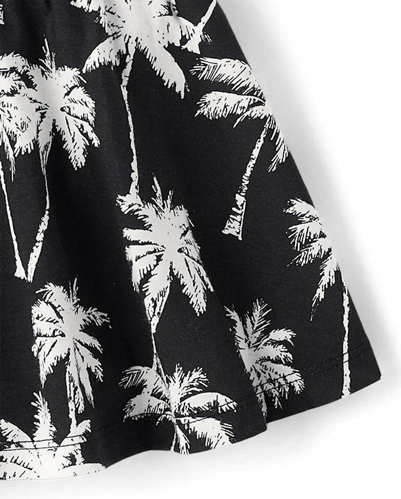 Jupe-short imprimée taille haute froncée pour filles