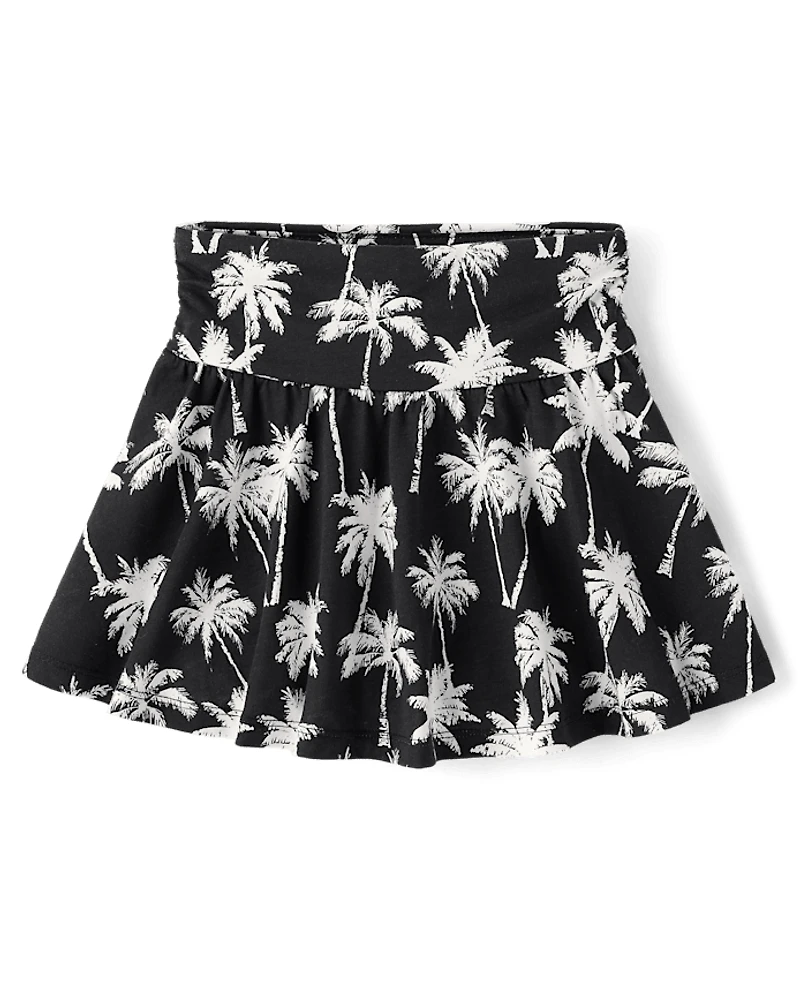 Jupe-short imprimée taille haute froncée pour filles