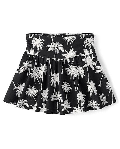Jupe-short imprimée taille haute froncée pour filles
