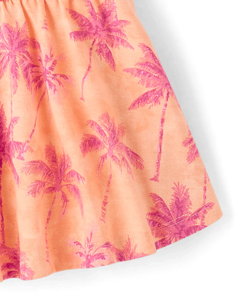 Girls Print High Rise Ruched Skort