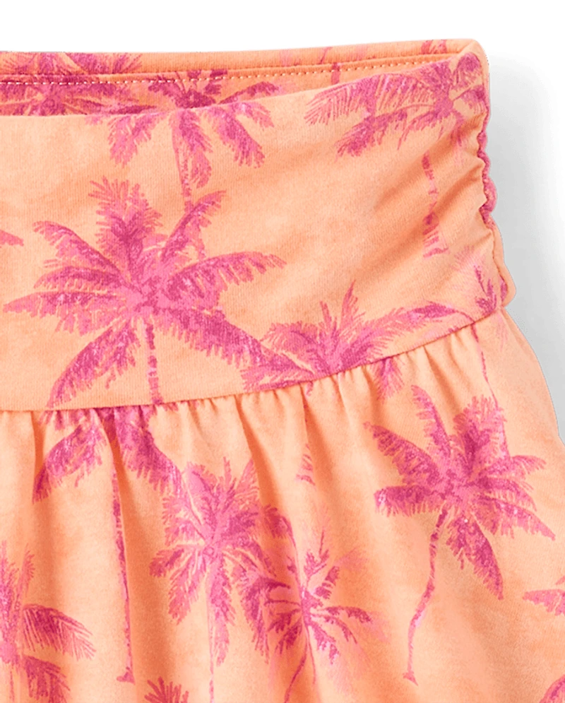 Jupe-short froncée taille haute imprimée pour filles