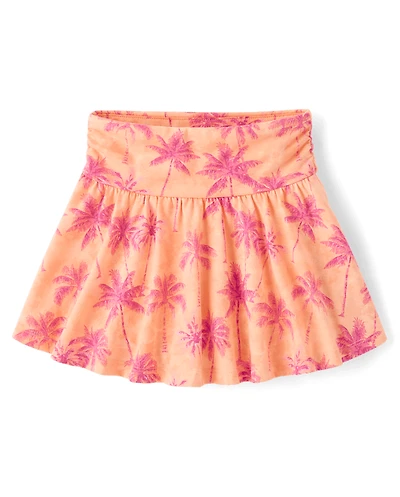 Girls Print High Rise Ruched Skort
