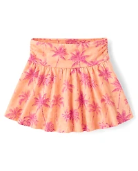 Girls Print High Rise Ruched Skort