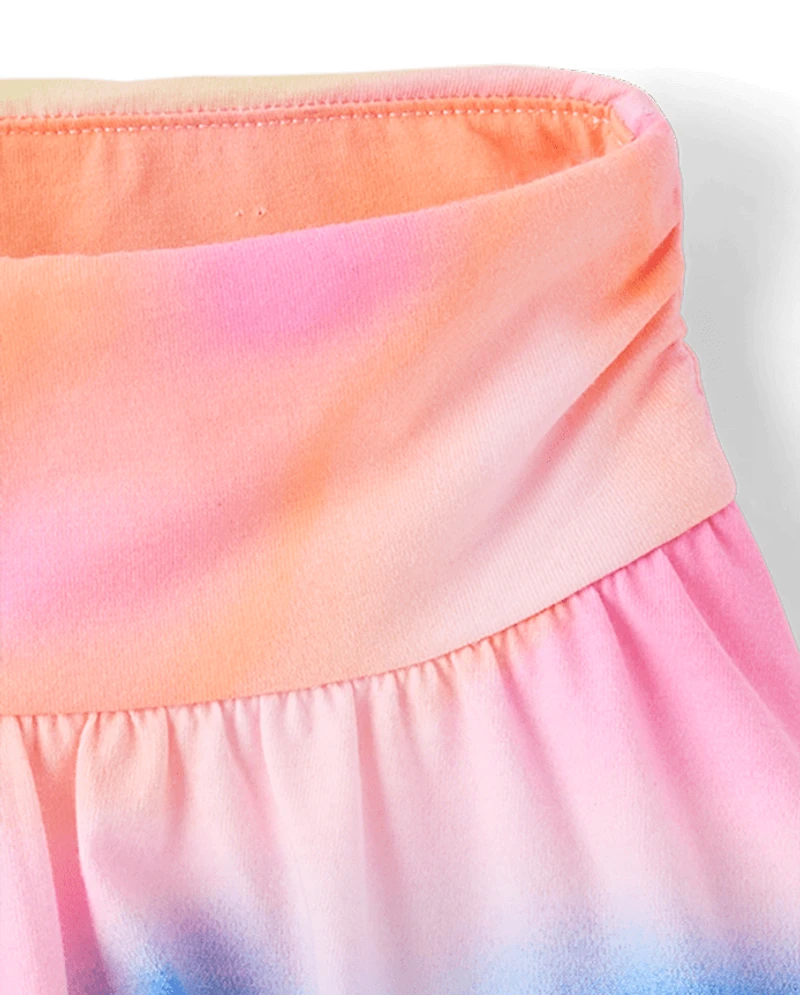 Girls Print High Rise Ruched Skort