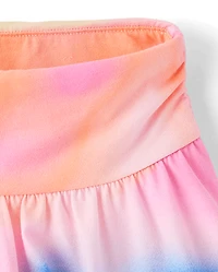 Girls Print High Rise Ruched Skort