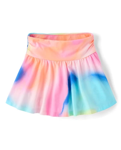 Jupe-short imprimée taille haute froncée pour filles