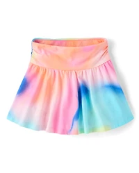 Jupe-short imprimée taille haute froncée pour filles
