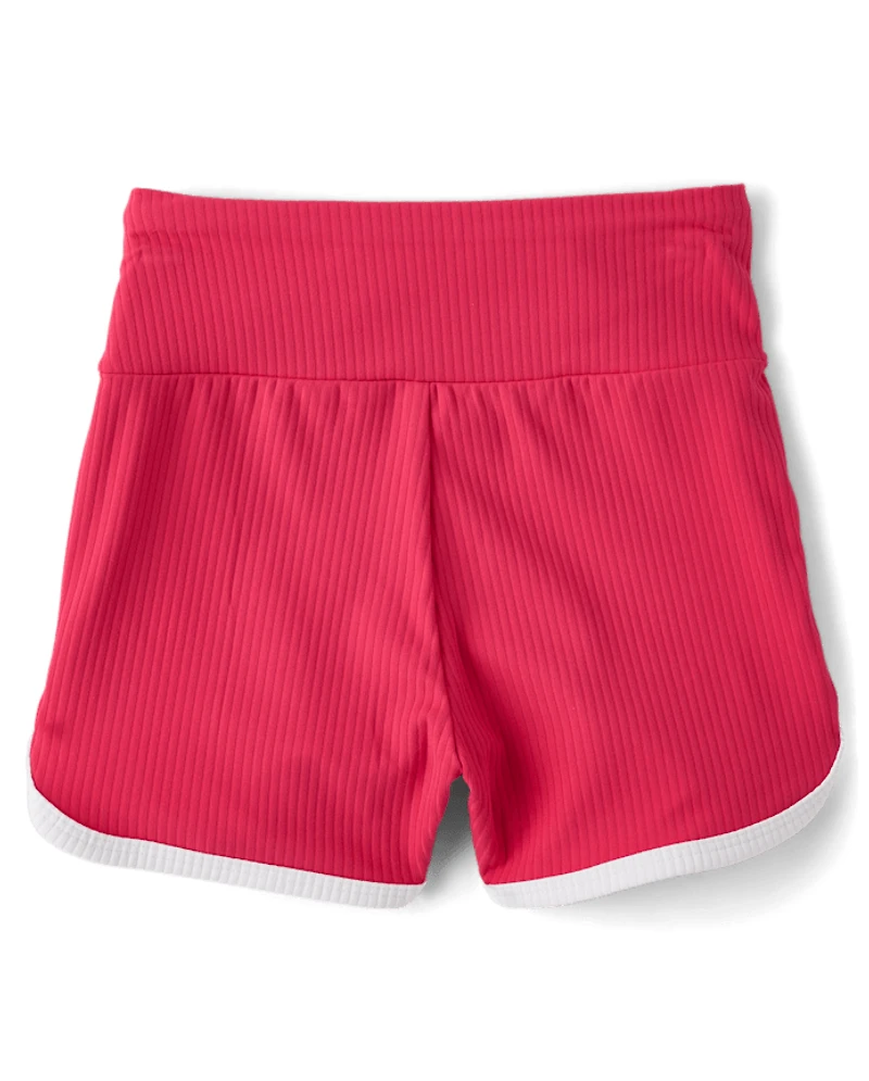 Girls High Rise Ribbed Dolphin Bike Shorts